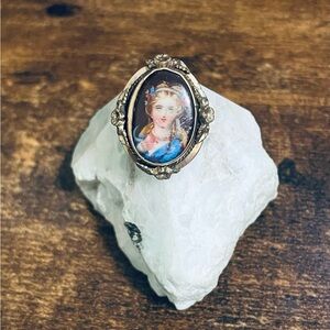 Antique Handpainted Portrait Pin
